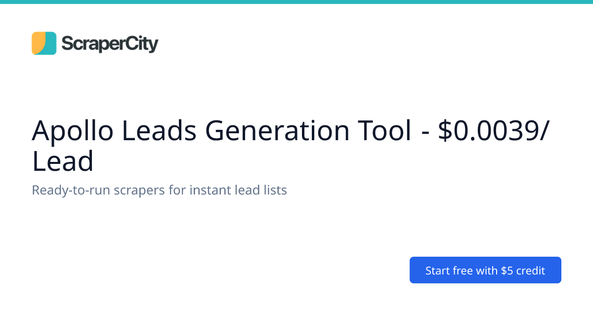 Apollo Leads Generation Tool - $0.0039/Lead | ScraperCity
