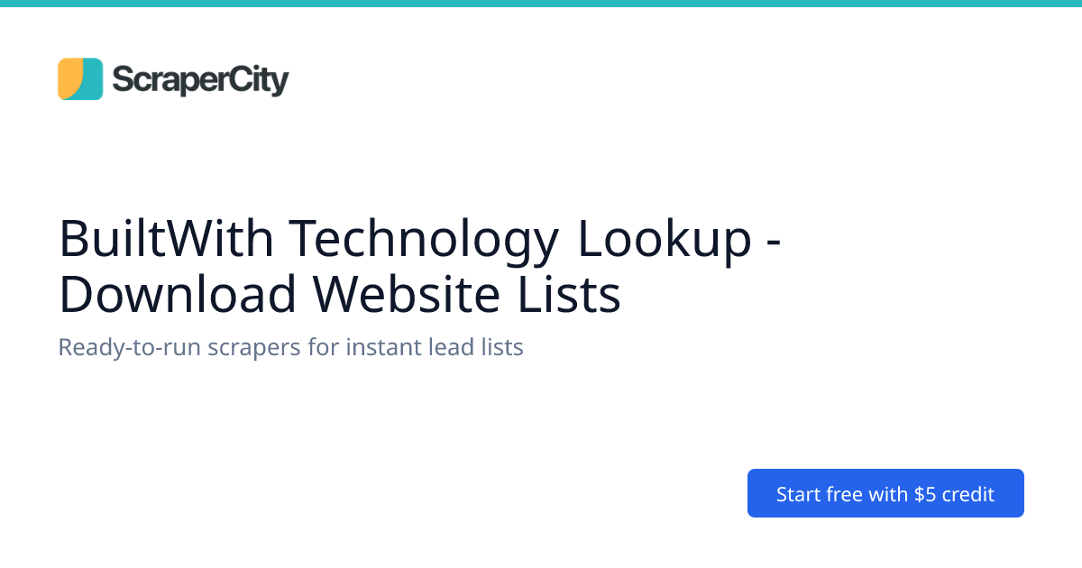 BuiltWith Technology Lookup - Download Website Lists | ScraperCity