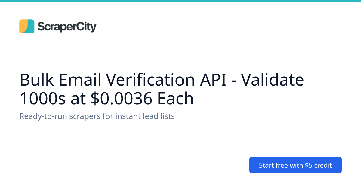 Bulk Email Verification API - Validate 1000s at $0.0036 Each