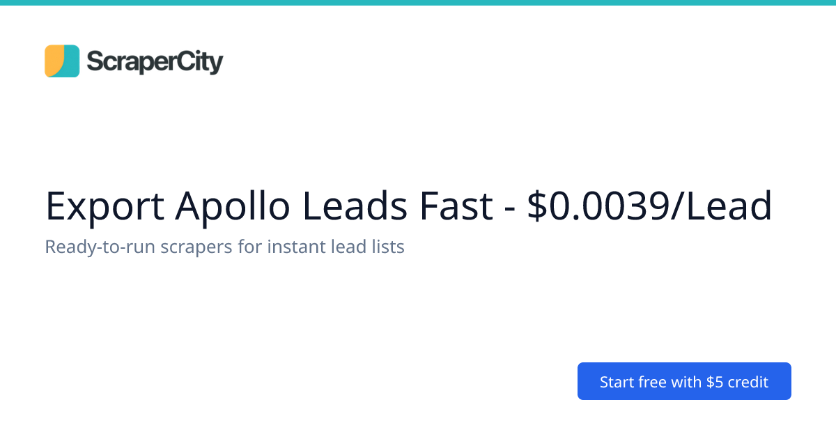 Export Apollo Leads Fast - $0.0039/Lead | ScraperCity